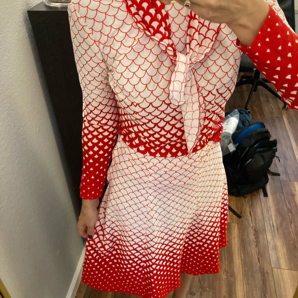 Vintage skirt set-red and white mermaid design